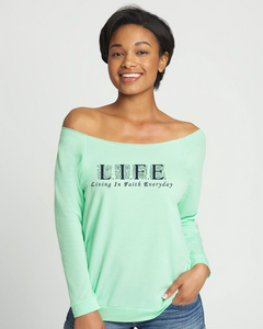 LIFE ORNAMENT Raw Edge Raglan Lightweight Sweatshirt