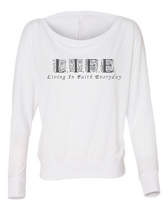 LIFE ORNAMENT Off Shoulder Long Sleeve T-shirt