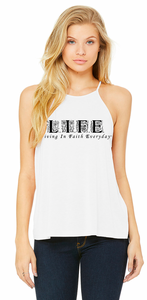 LIFE Ladies Ornament High Neck Tank White