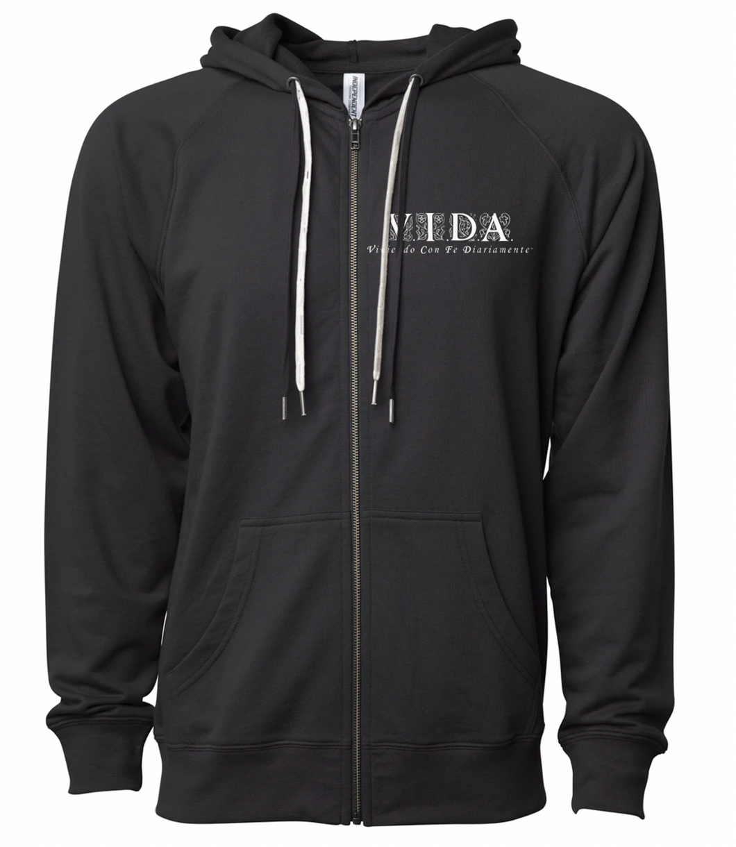 VIDA ORNAMENT UNISEX ZIPPERED HOODIE