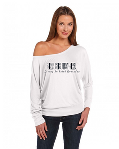 LIFE ORNAMENT Off Shoulder Long Sleeve T-shirt